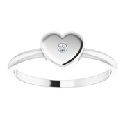 14K White .01 CT Diamond Solitaire Heart Youth Ring-