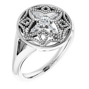 14K White 1/6 CTW Diamond Vintage-Inspired Ring-