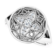 14K White 1/6 CTW Diamond Vintage-Inspired Ring-