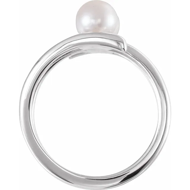 14K White Freshwater Cultured Pearl Ring-
