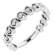 14K White 1/8 CTW Diamond Accented Heart Anniversary Band-