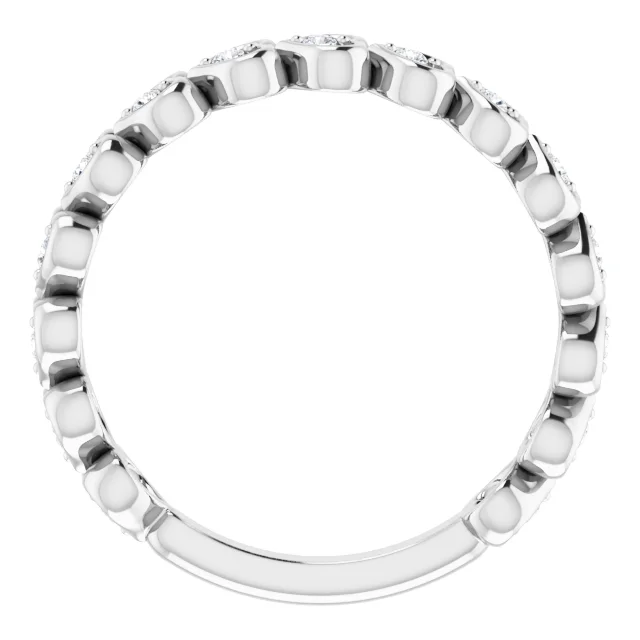 14K White 1/8 CTW Diamond Accented Heart Anniversary Band-