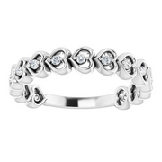 14K White 1/8 CTW Diamond Accented Heart Anniversary Band-