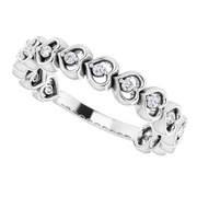 14K White 1/8 CTW Diamond Accented Heart Anniversary Band-
