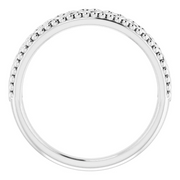 14K White .05 CTW Diamond Beaded Heart Stackable Ring-