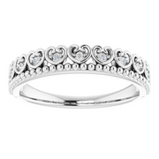 14K White .05 CTW Diamond Beaded Heart Stackable Ring-