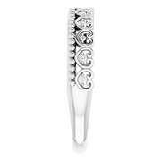 14K White .05 CTW Diamond Beaded Heart Stackable Ring-