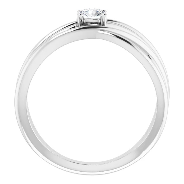 14K White 1/4 CT Diamond Solitaire Criss-Cross Ring