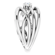14K White 1/4 CT Diamond Solitaire Criss-Cross Ring-