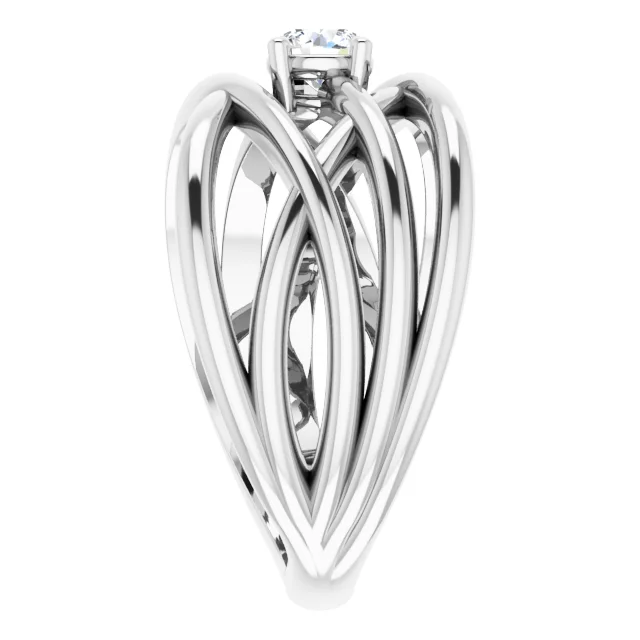 14K White 1/4 CT Diamond Solitaire Criss-Cross Ring-
