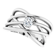 14K White 1/4 CT Diamond Solitaire Criss-Cross Ring-