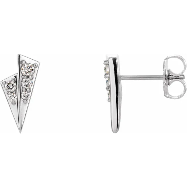 14K White 1/6 CTW Diamond Geometric Earrings-