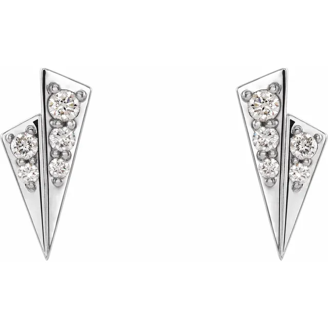14K White 1/6 CTW Diamond Geometric Earrings-