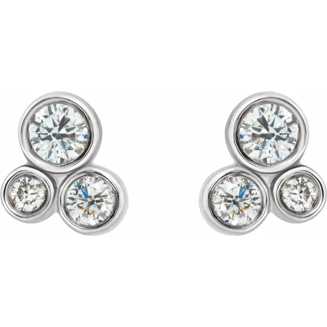 14K White 1/5 CTW Diamond Geometric Cluster Earrings-