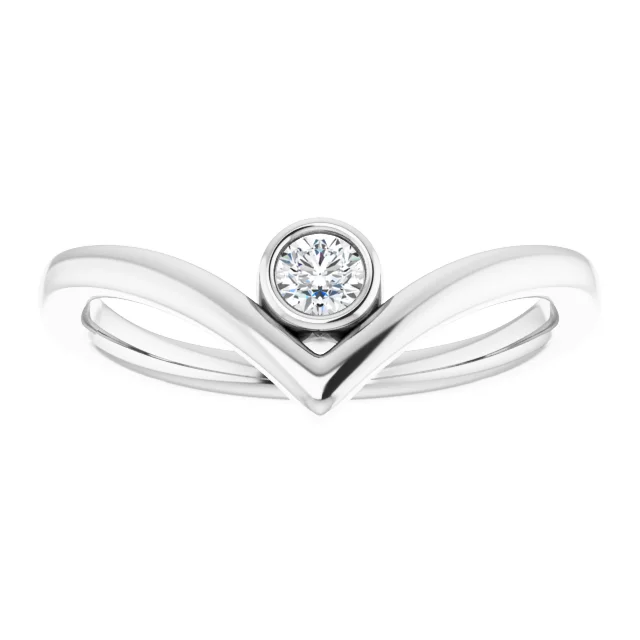 14K White 3 mm Round Forever One Moissanite Ring-