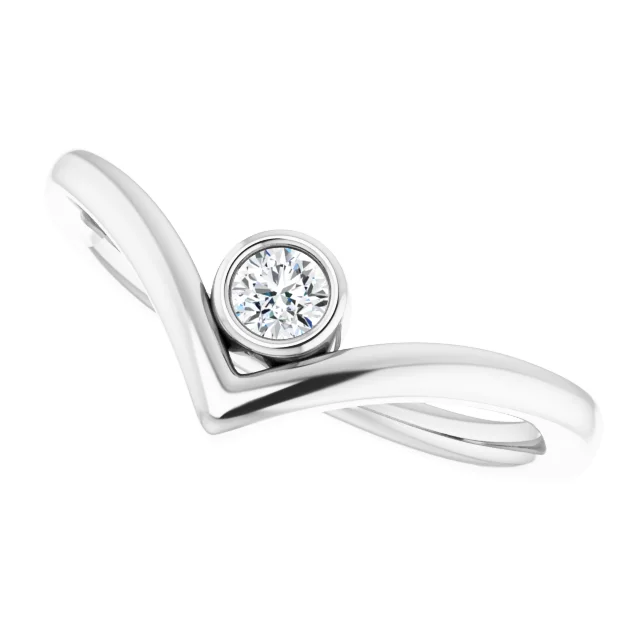 14K White 3 mm Round Forever One Moissanite Ring-