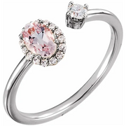 14K White Morganite & 1/6 CTW Diamond Halo-Style Ring-