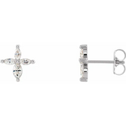 14K White 1/3 CTW Diamond Cross Earrings-