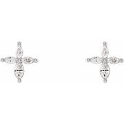 14K White 1/3 CTW Diamond Cross Earrings-