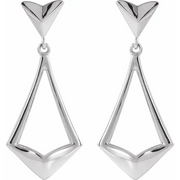 14K White Geometric Dangle Earrings with Backs-
