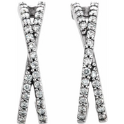 14K White 1/4 CTW Diamond Criss-Cross J-Hoop Earrings-