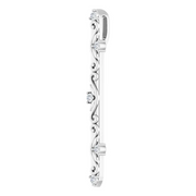 14K White .07 CTW Diamond Vintage-Inspired Vertical Bar Pendant-