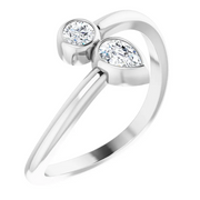 14K White 1/4 CTW Diamond Bezel-Set Bypass Ring-