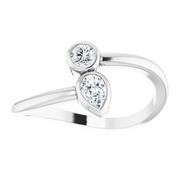 14K White 1/4 CTW Diamond Bezel-Set Bypass Ring-