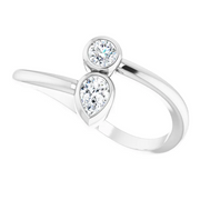 14K White 1/4 CTW Diamond Bezel-Set Bypass Ring-