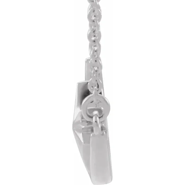 14K White Crescent Moon & Star 16-18" Necklace-