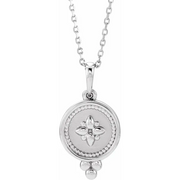 14K White Beaded Disc 16-18" Necklace-