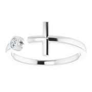 14K White .06 CTW Diamond Negative Space Cross Ring-