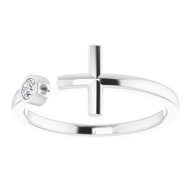 14K White .06 CTW Diamond Negative Space Cross Ring-