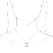 14K White Crescent Moon 16-18" Necklace-