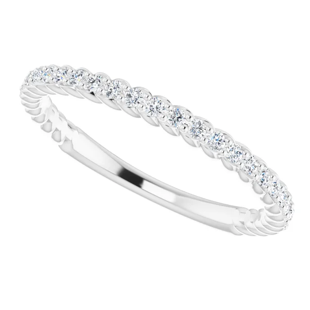 14K White 1/5 CTW Diamond Rope Anniversary Band-