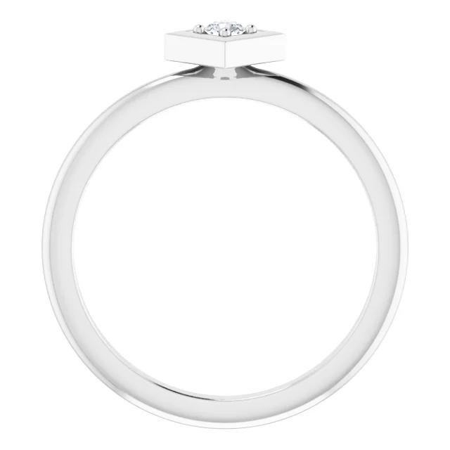 14K White 2.5 mm Round .06 CTW Diamond Stackable Geometric Ring-