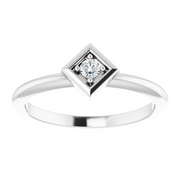 14K White 2.5 mm Round .06 CTW Diamond Stackable Geometric Ring-