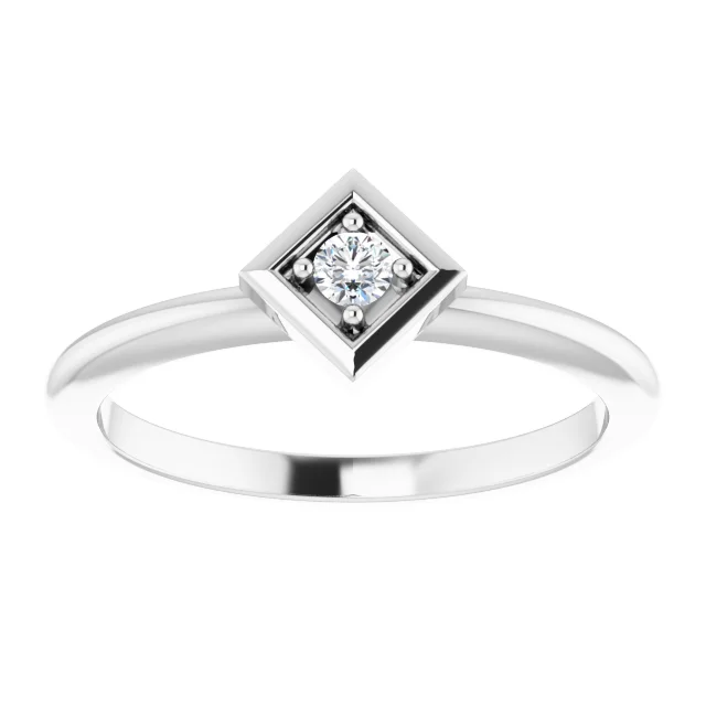 14K White 2.5 mm Round .06 CTW Diamond Stackable Geometric Ring-
