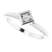 14K White 2.5 mm Round .06 CTW Diamond Stackable Geometric Ring-