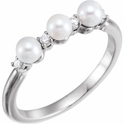 14K White Freshwater Cultured Pearl & .05 CTW Diamond Ring-