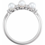 14K White Freshwater Cultured Pearl & .05 CTW Diamond Ring-