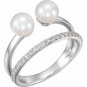 14K White Freshwater Cultured Pearl & 1/5 CTW Diamond Ring-