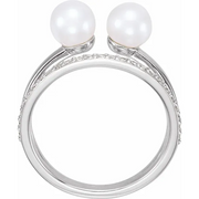 14K White Freshwater Cultured Pearl & 1/5 CTW Diamond Ring-