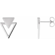 14K White Geometric Earrings-