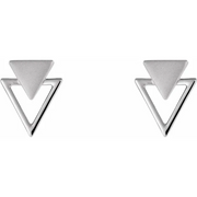 14K White Geometric Earrings-
