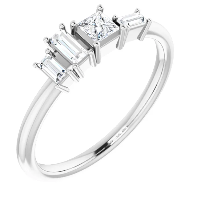 14K White 1/4 CTW Diamond Stackable Geometric Ring-