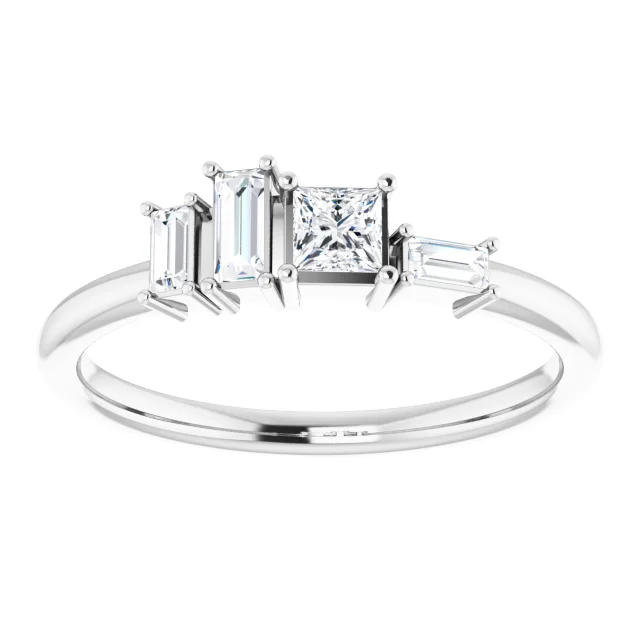14K White 1/4 CTW Diamond Stackable Geometric Ring-