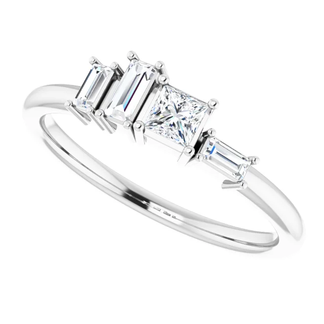 14K White 1/4 CTW Diamond Stackable Geometric Ring-