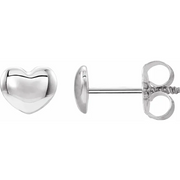 14K White 5.9x5.4 mm Youth Puffed Heart Earrings-