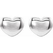 14K White 5.9x5.4 mm Youth Puffed Heart Earrings-